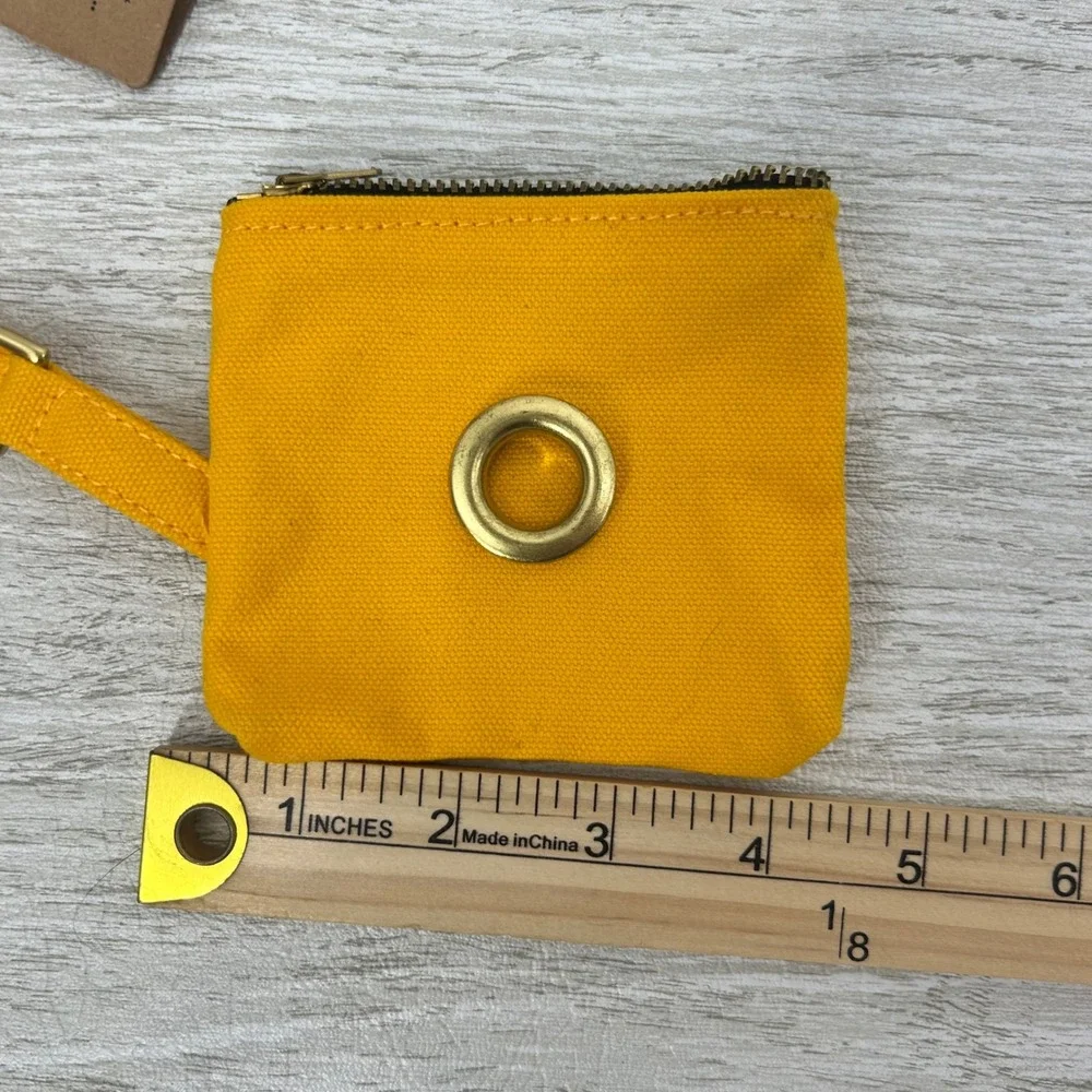 Found My Animal Yellow Canvas Dog Poop Bag Dispenser Pouch Keychain‎ New